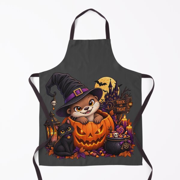 Item preview, Funny Otter Meme Collection - Trick Or Treat Pumpkin Otter Halloween - Cute Spooky Cartoon Otter - Jack O Lantern & Black Cat designed and sold by MiraLumeStudio.