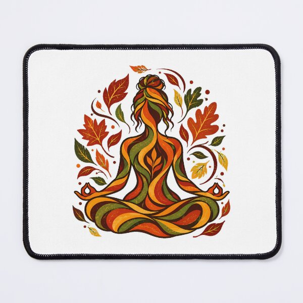 Item preview, Autumn Yoga Lotus Pose Leaves Mindfulness designed and sold by nortowelcomics.
