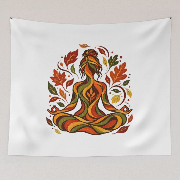 Item preview, Autumn Yoga Lotus Pose Leaves Mindfulness designed and sold by nortowelcomics.