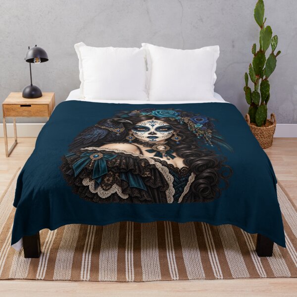 Item preview, Catrina with Black Raven – Turquoise Blue Gothic Familiar designed and sold by Lichtisign.