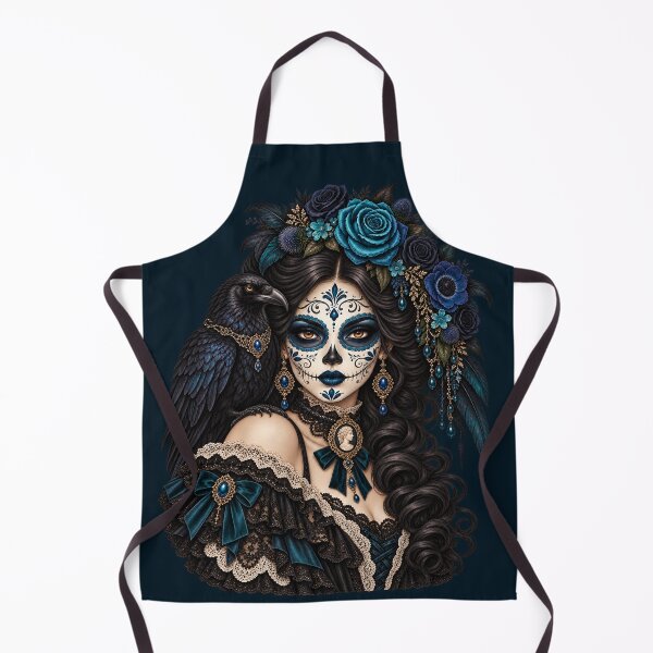 Item preview, Catrina with Black Raven – Turquoise Blue Gothic Familiar designed and sold by Lichtisign.
