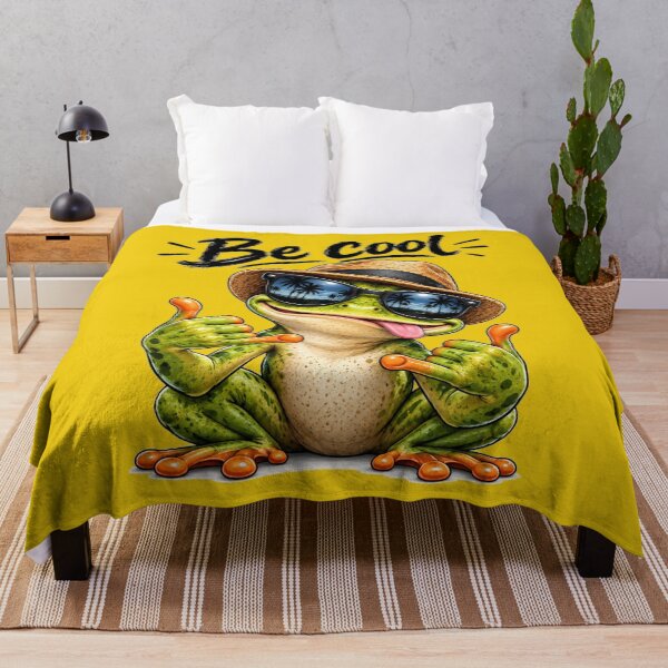 Item preview, Be Cool – Cute Frog Wearing Straw Hat and Sunglasses Funny Animal Art designed and sold by Evelashop.