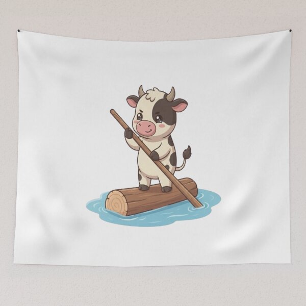Item preview, Cute Cow Floating on Log designed and sold by Ella_Sketch.