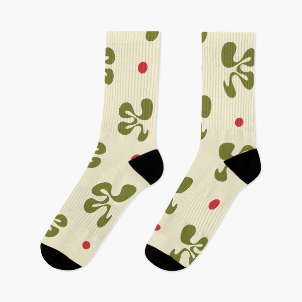 Item preview, Retro Christmas Abstract Shapes Cheerful Whimsy Pattern in Vintage Olive Green Red Cream designed and sold by kierkegaard.