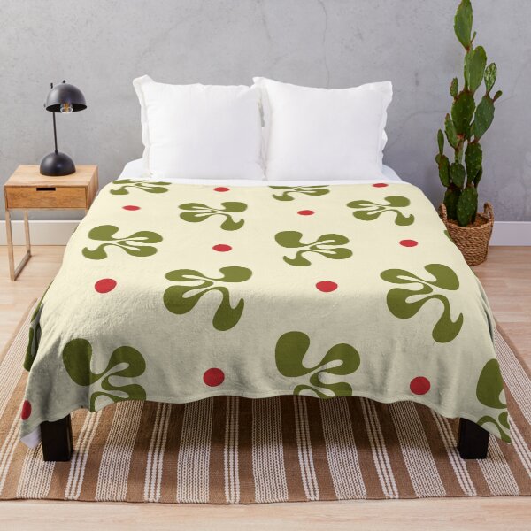 Item preview, Retro Christmas Abstract Shapes Cheerful Whimsy Pattern in Vintage Olive Green Red Cream designed and sold by kierkegaard.