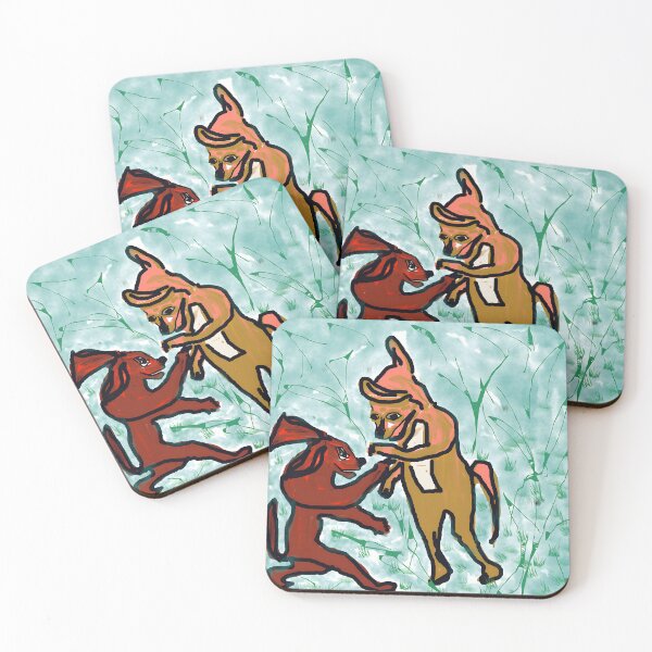 Item preview, playful animal companions in a vibrant landscape designed and sold by TomatiLove.