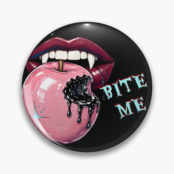 Item preview, Vampire Lips Biting Pink Poison Apple designed and sold by CraftyValley.