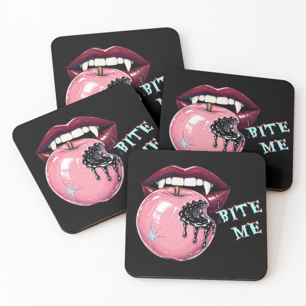 Item preview, Vampire Lips Biting Pink Poison Apple designed and sold by CraftyValley.
