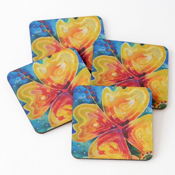 Item preview, Tropical Hibiscus Flower Art Botanical Yellow Red Floral Painting designed and sold by Sharon Cummings Art.