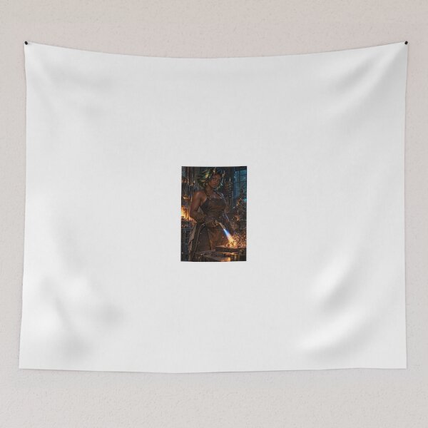 Item preview, Blacksmith with glowing blowtorch in workshop designed and sold by CathryneDelamort.