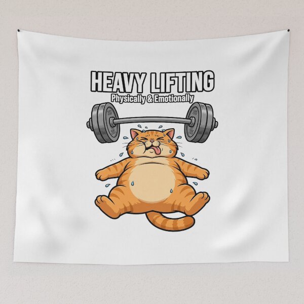 Item preview, Heavy Lifting Physically and Emotionally Funny Chonky Cat Gym Workout T-Shirt designed and sold by ismai6.