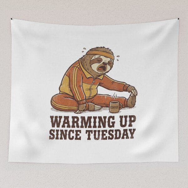 Item preview, Warming Up Since Tuesday Funny Sloth Gym Track Suit Humor designed and sold by MerchViz.