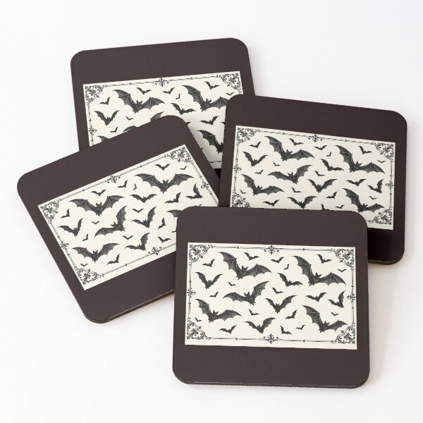 Item preview, Victorian Bats — Gothic Black & Ivory Bat Engraving  Description: designed and sold by Novel Works Studio.