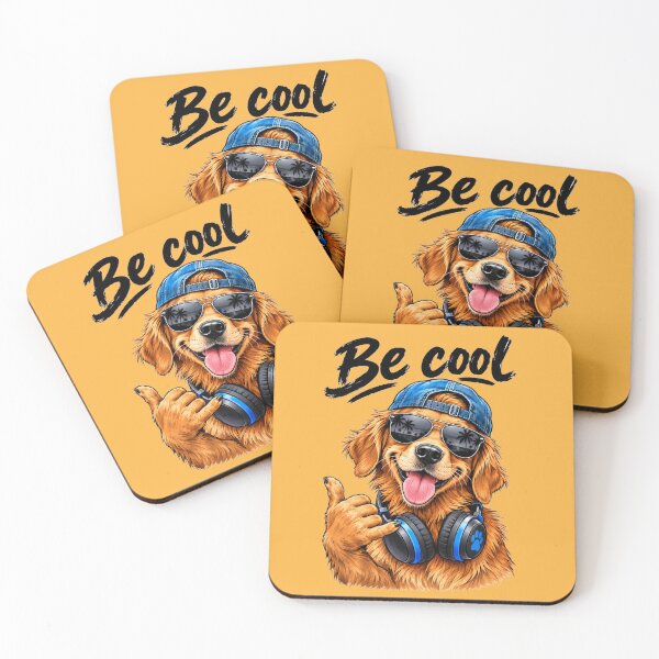 Item preview, Be Cool – Cute Golden Retriever Dog Wearing Headphones and Sunglasses Art designed and sold by Evelashop.