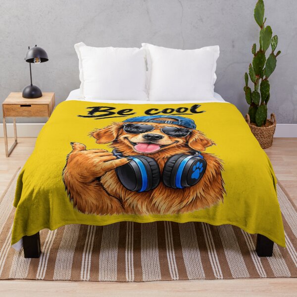 Item preview, Be Cool – Cute Golden Retriever Dog Wearing Headphones and Sunglasses Art designed and sold by Evelashop.