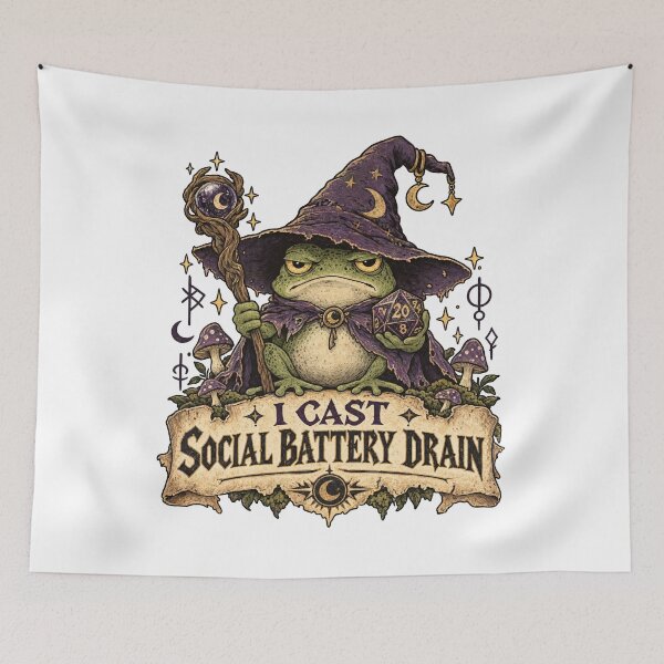 Item preview, I Cast Social Battery Drain Frog Wizard designed and sold by Musabinho.