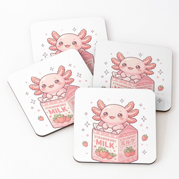 Item preview, Kawaii Axolotl Strawberry Milk Carton Sticker | Cute Pink Y2K Aesthetic Sticker designed and sold by HOODYBUDSTYLES.