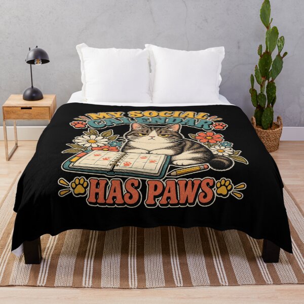 Item preview, My Social Calendar Has Paws – Funny Retro Cat designed and sold by CasaMio.