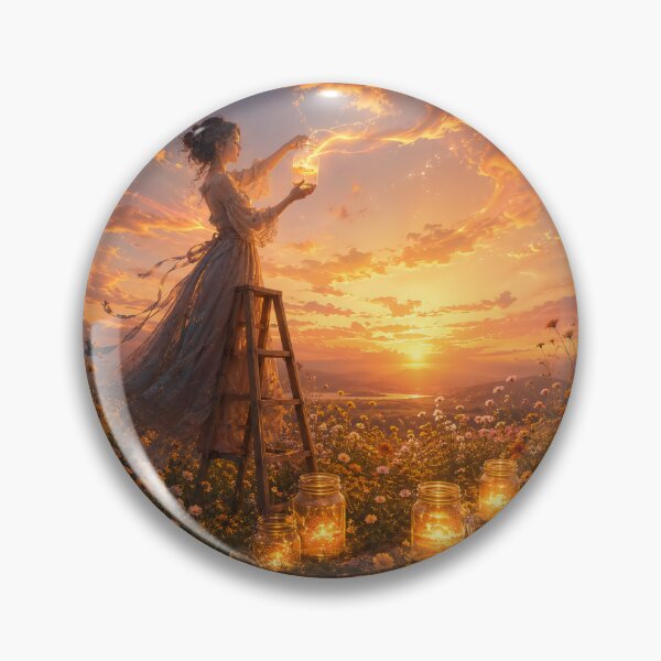 Item preview, A woman collects clouds in jars at dawn designed and sold by ArcaneVisionArt.
