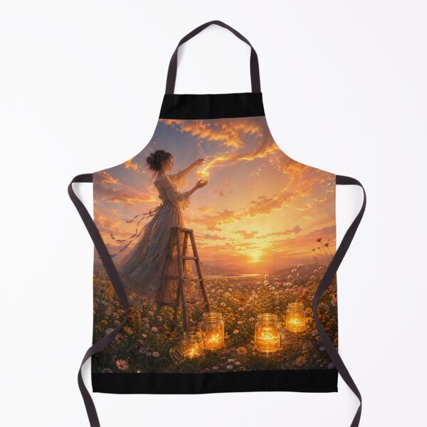 Item preview, A woman collects clouds in jars at dawn designed and sold by ArcaneVisionArt.