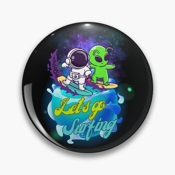 Artikelvorschau, Lets Go Surfin Alien Astronaut Retro Space Art entworfen und verkauft von toycruisers_merch-butze.