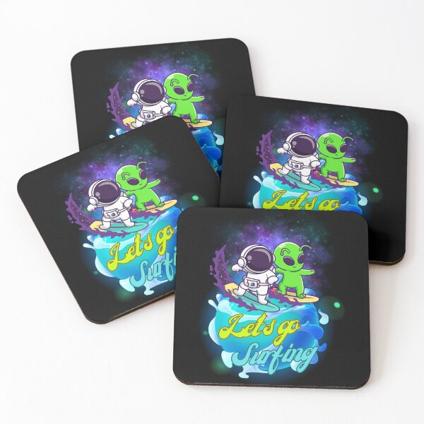 Item preview, Lets Go Surfin Alien Astronaut Retro Space Art designed and sold by toycruisers_merch-butze.