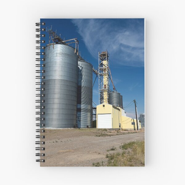 Item preview, Grain elevator scenic against blue sky and distant horizon designed and sold by lisavonbiela.