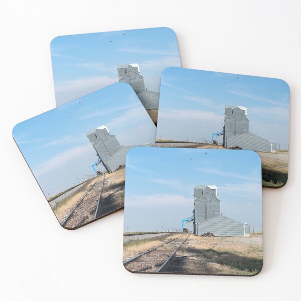 Item preview, Vertical of grain elevator along railroad tracks with birds designed and sold by lisavonbiela.