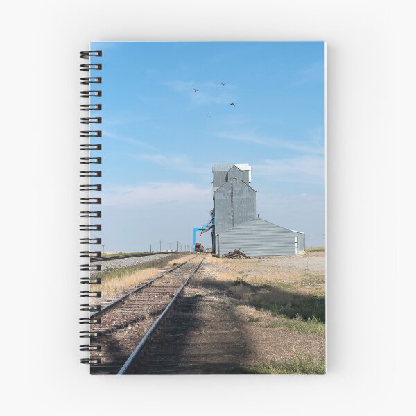 Item preview, Vertical of grain elevator along railroad tracks with birds designed and sold by lisavonbiela.