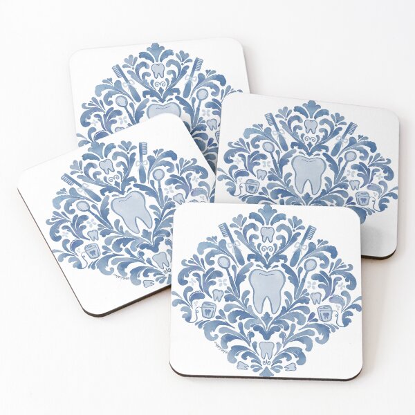 Item preview, Dental Damask in blue designed and sold by Nataliatcha.