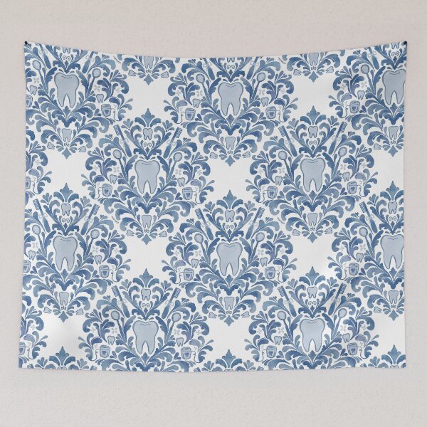 Item preview, Dental Damask in blue designed and sold by Nataliatcha.