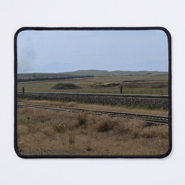 Item preview, Xpan image of departing train in Montana landscape designed and sold by lisavonbiela.