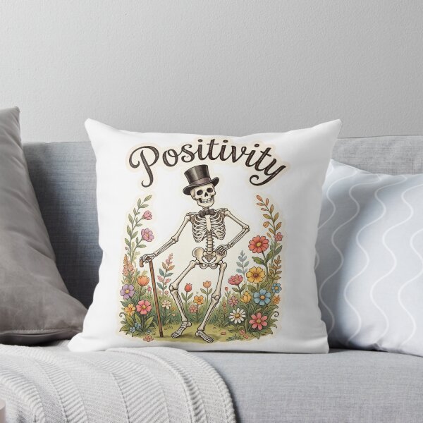 Item preview, Positivity Skeleton In Top Hat Halloween Humor Dark Humor Aesthetic designed and sold by MerchViz.