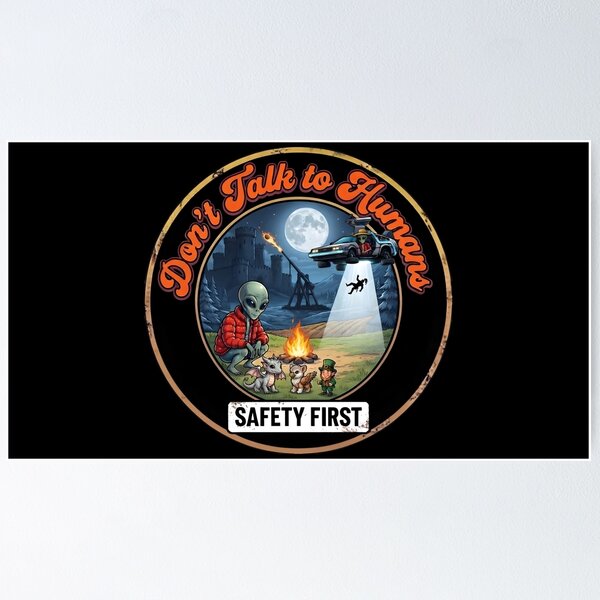 Item preview, Medieval Castle Alien Abduction Mythical Creatures Retro Comic designed and sold by AeroCodeDesigns.