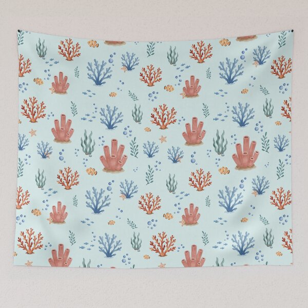 Item preview, Watercolor Coral Reef Ocean Pattern designed and sold by SheHood.