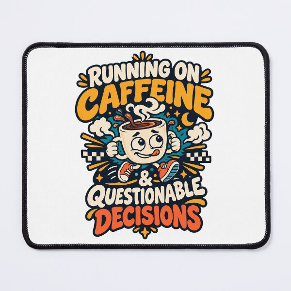 Item preview, Running on Caffeine & Questionable Decisions — Funny Coffee Design designed and sold by Pixel & Ponder.