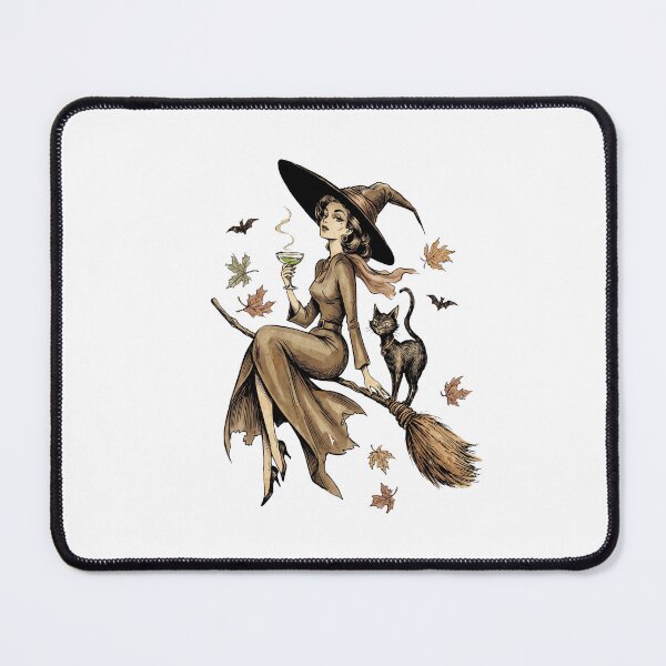Item preview, Witch Flying In Style Cat On Broom Magical Martini Funny Halloween designed and sold by MerchViz.