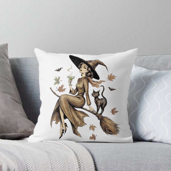 Item preview, Witch Flying In Style Cat On Broom Magical Martini Funny Halloween designed and sold by MerchViz.