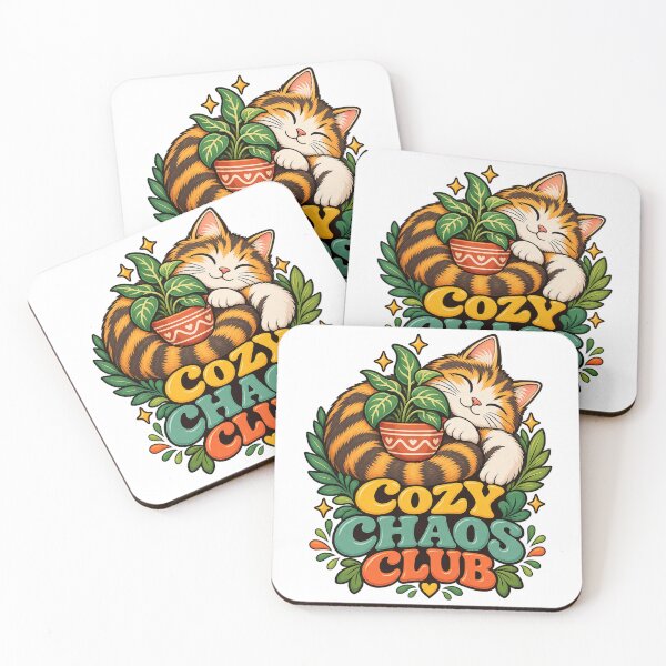 Item preview, Cozy Chaos Club Cat Plant – Cute Retro Cat Lover Design designed and sold by Pixel & Ponder.