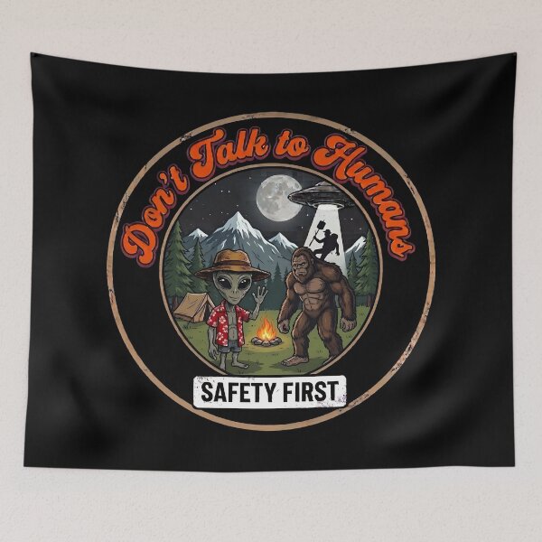Item preview, Bigfoot Camping Alien Abduction Retro Sci-Fi Comic designed and sold by AeroCodeDesigns.