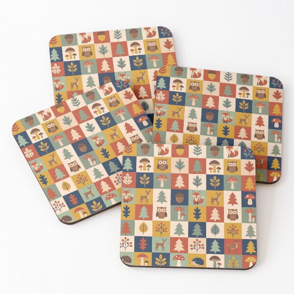 Item preview, Mid-Century Scandinavian Folk Art Pattern - Geometric Woodland Animals designed and sold by ShabanMerch.