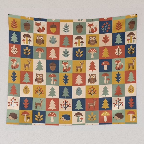 Item preview, Mid-Century Scandinavian Folk Art Pattern - Geometric Woodland Animals designed and sold by ShabanMerch⭐⭐⭐.