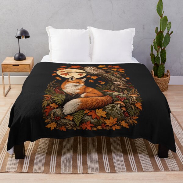 Item preview, Fox and Owl Autumn T-Shirt - Fall Woodland Full Moon Print - Vintage Cottagecore Nature Art - Nature Lover Gift Tee designed and sold by greatmar1.