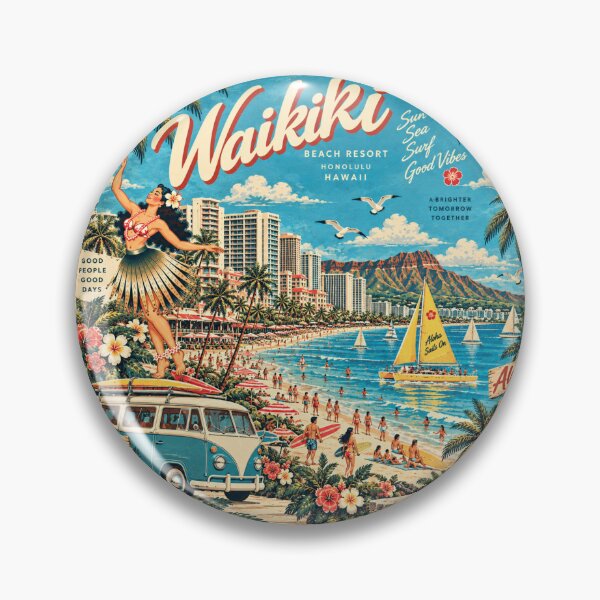 Item preview, Old Retro Waikiki – Aloha Beach & Yellow Catamaran | +91BIRD designed and sold by Plus91BIRD.
