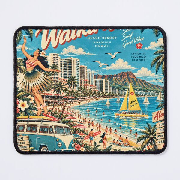 Item preview, Old Retro Waikiki – Aloha Beach & Yellow Catamaran | +91BIRD designed and sold by Plus91BIRD.