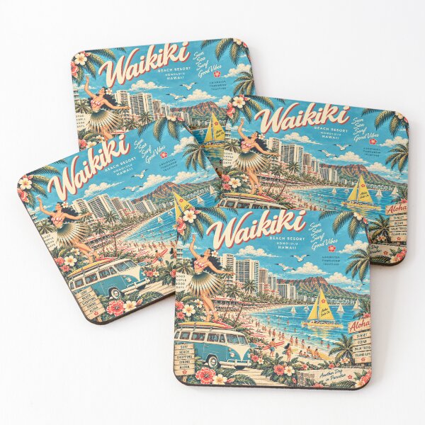 Item preview, Old Retro Waikiki – Aloha Beach & Yellow Catamaran | +91BIRD designed and sold by Plus91BIRD.