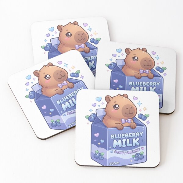 Item preview, Kawaii Capybara Blueberry Milk Carton Sticker | Cute Y2K Aesthetic Sticker designed and sold by HOODYBUDSTYLES.