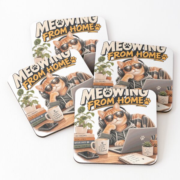 Item preview, Meowing From Home  Funny Work From Home Cat  Remote Work Cat designed and sold by TeeVibeHaus.