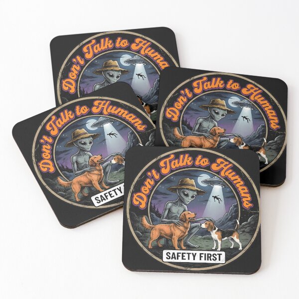 Item preview, Don't Talk to Humans Golden Retriever Beagle Alien Comic designed and sold by AeroCodeDesigns.