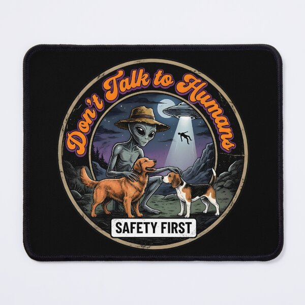 Item preview, Don't Talk to Humans Golden Retriever Beagle Alien Comic designed and sold by AeroCodeDesigns.